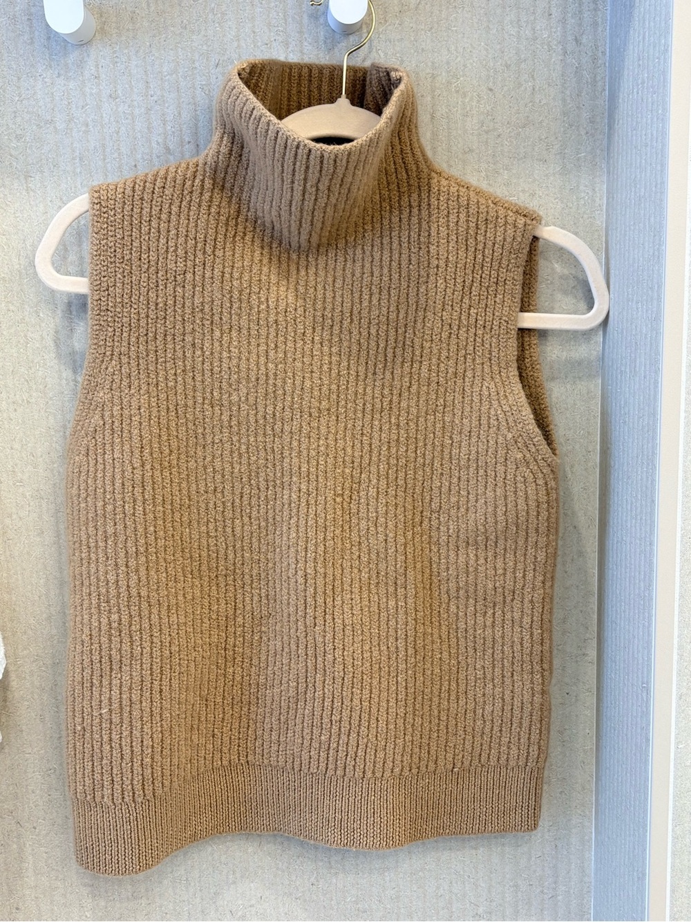 Wilfred Camel Ribbed Sleeveless Turtleneck Sweater Vest
